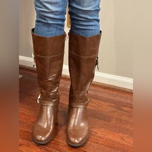 Brown Leather Knee-High Boots